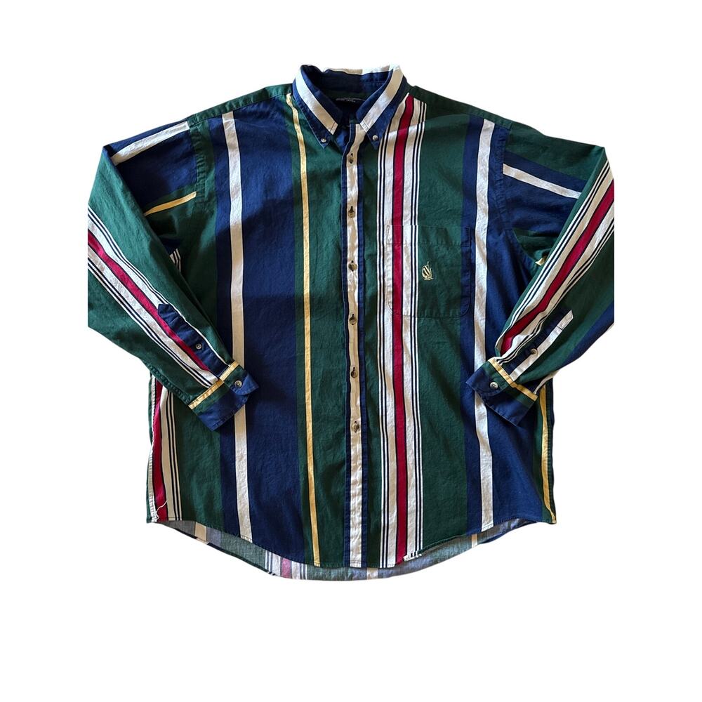 Vintage 90s Nautica Mens XL Multicolor Stripe Button Down Shirt